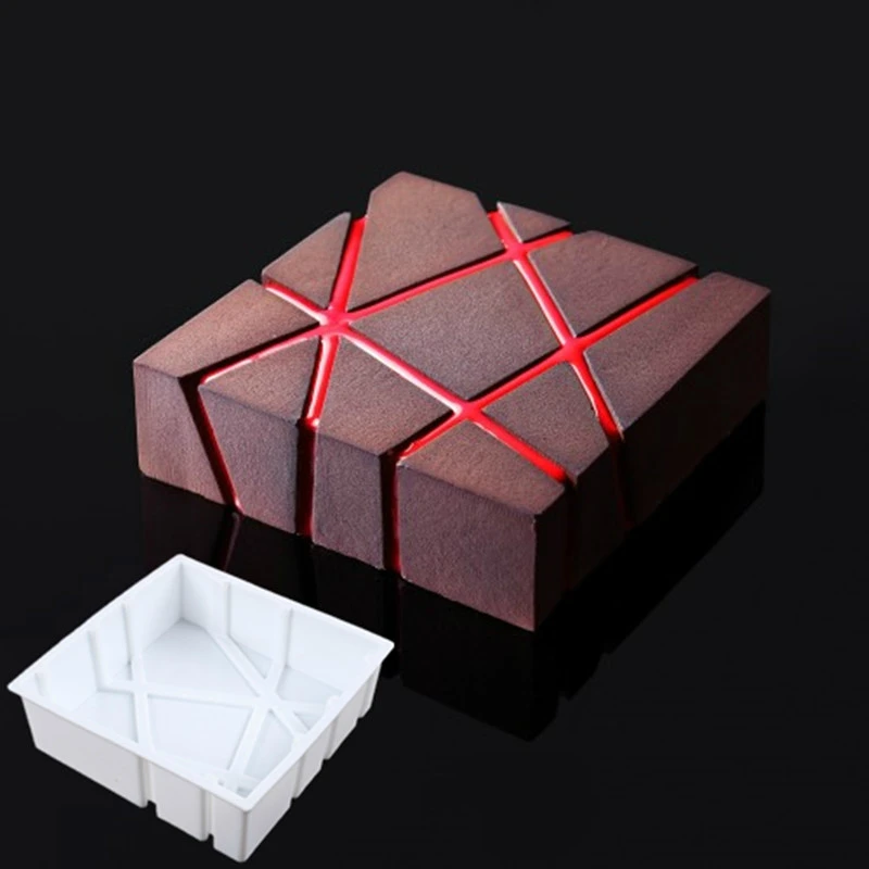 

Mousse Cake Twill BLOCK 3D Silicone Cake Moulds Geometric Square for Ice Creams Chocolates Pastry Art Pan Bakeware Accessories