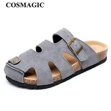 COSMAGIC/ г. Модные мужские пляжные пробковые шлепанцы летние однотонные Нескользящие открытые туфли из нубука с вырезами высокое качество