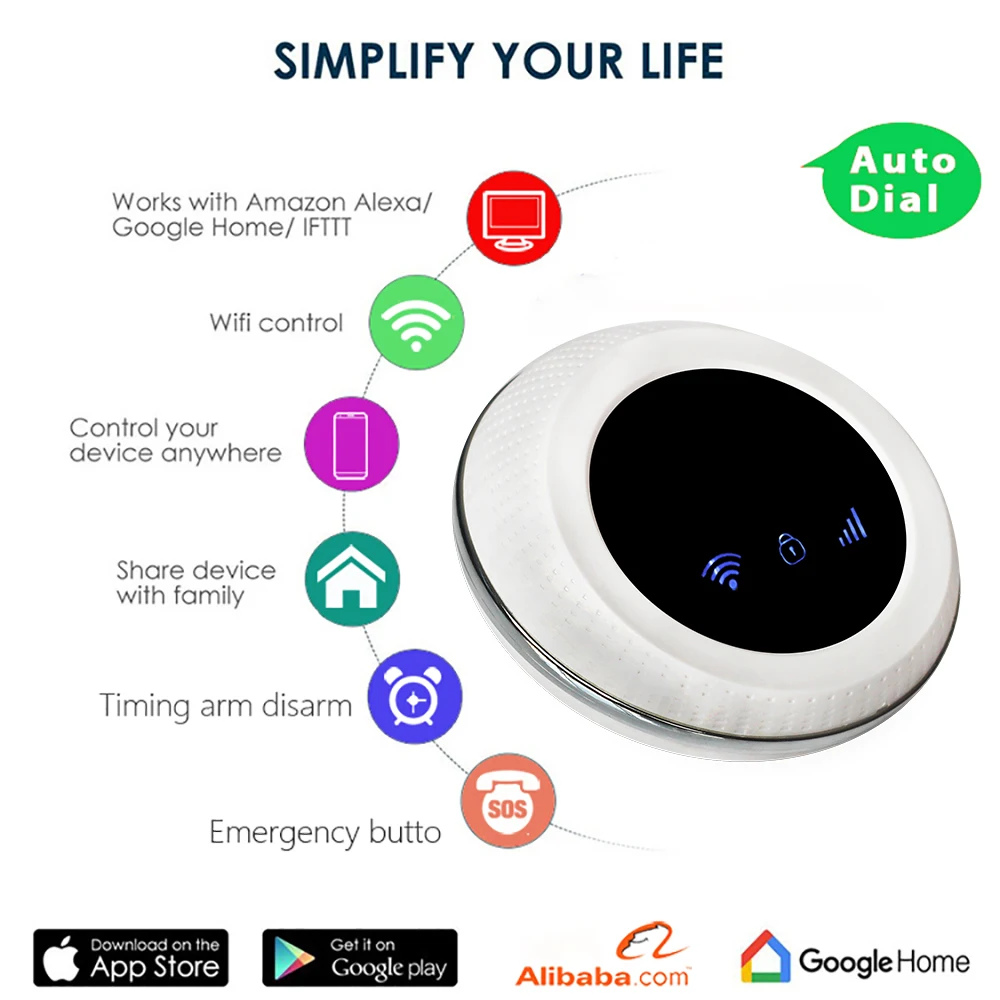 2019 Новый Tuya умный Wifi + GSM беспроводной дом Охранная сигнализация совместима с