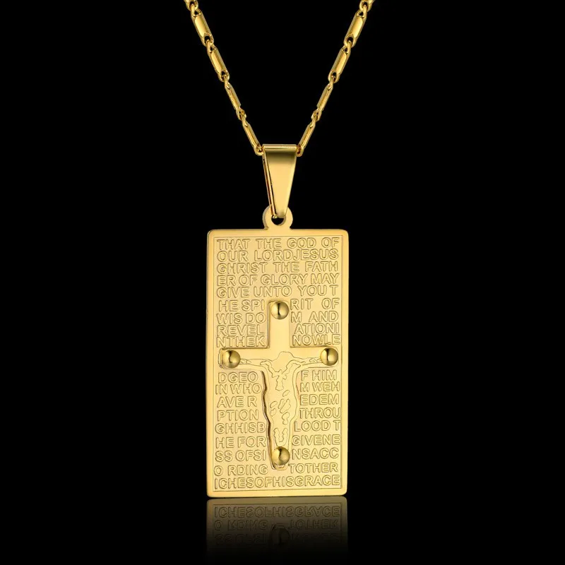 Jesus Piece Pendant Necklace Religious Gold Color Crucifix Charms Pendant Necklaces Christian