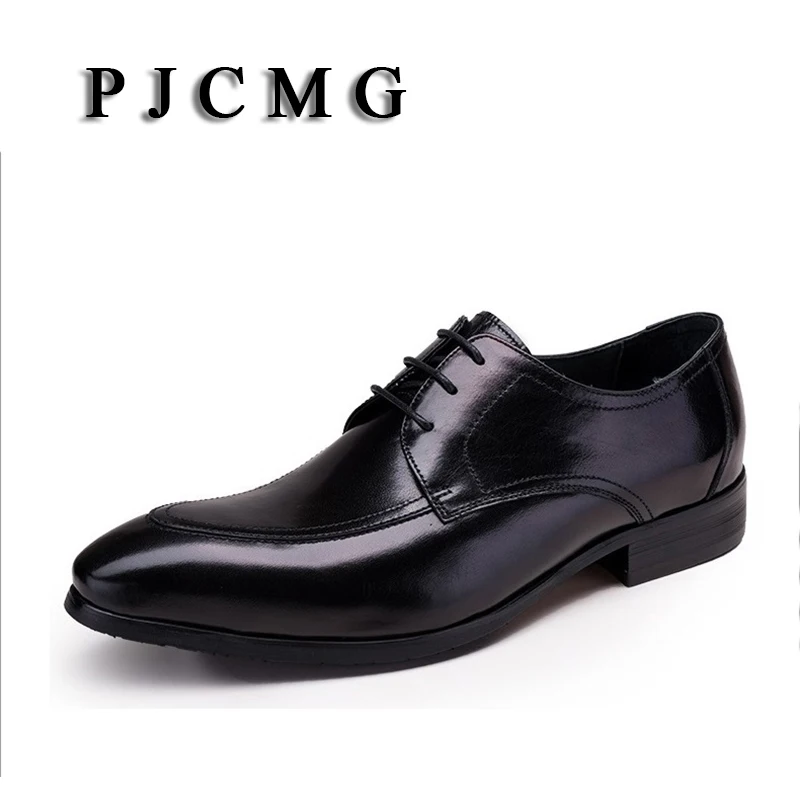 PJCMG Fashion Breathable Black/Red Genuine Leather Metal Slip On