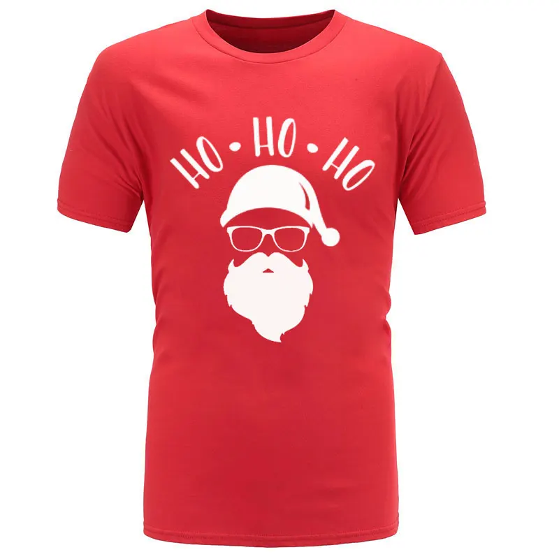 НОВАЯ РОЖДЕСТВЕНСКАЯ Милая футболка с рисунком Санта-хохо-хоу, Мужская забавная одежда, футболка, рождественские мягкие и удобные мужские футболки - Цвет: red