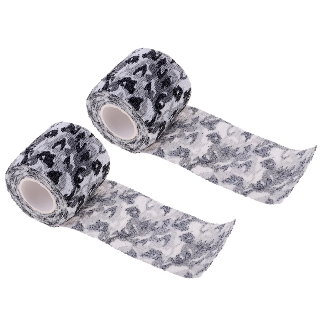 2pcs Bionic Camo Gear Wrap Hunting Camping Stealth Tape Snow Camo 5cmx4.5m 