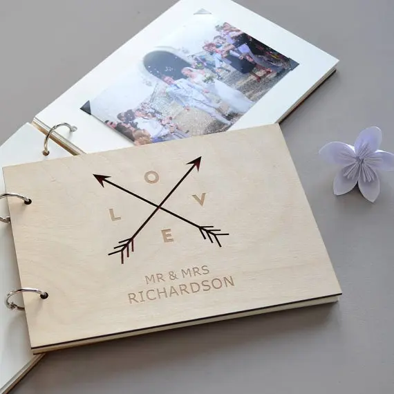 

Personalized Love Tribal Arrows Wedding Guest Book Alternatives,Rustic Wedding Memory Guest Book,Wooden Couples Gift,Photo Album