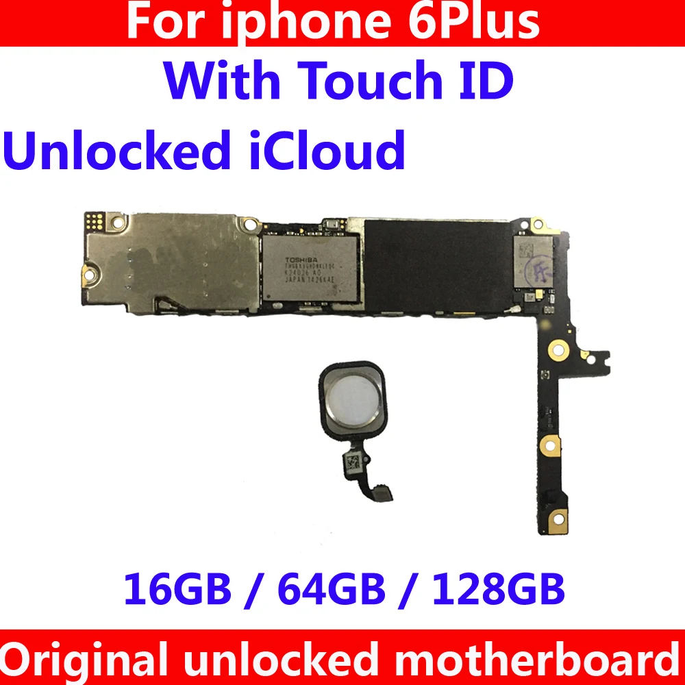 16 Гб 64 Гб 128 ГБ оригинальная разблокированная для iphone 6Plus материнская плата с/без сенсорного ID для iphone 6Plus материнская плата+ Система IOS