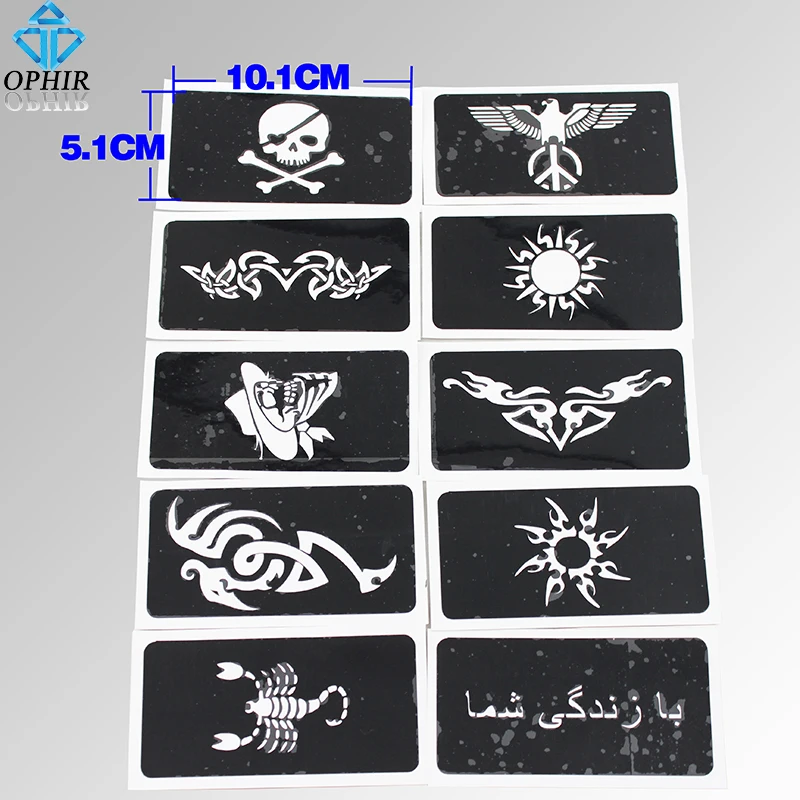 OPHIR 10Pcsx Airbrush Stencils Skull Series for Body Paint Temporary