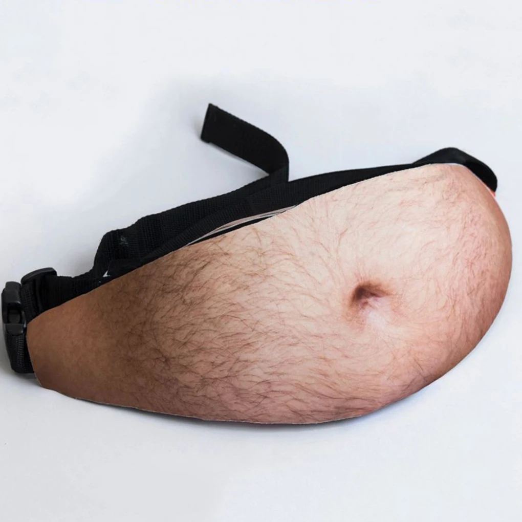 Funny Belly Dad Money Belt Bag Men Bags Flesh Color Pack Beer Fat Belly