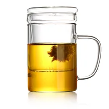 400 мл стеклянная чайная чашка высокого боросиликатного черного ароматизированного чая кружка с крышками для заварки Изолированная Бизнес офис Домашний стакан