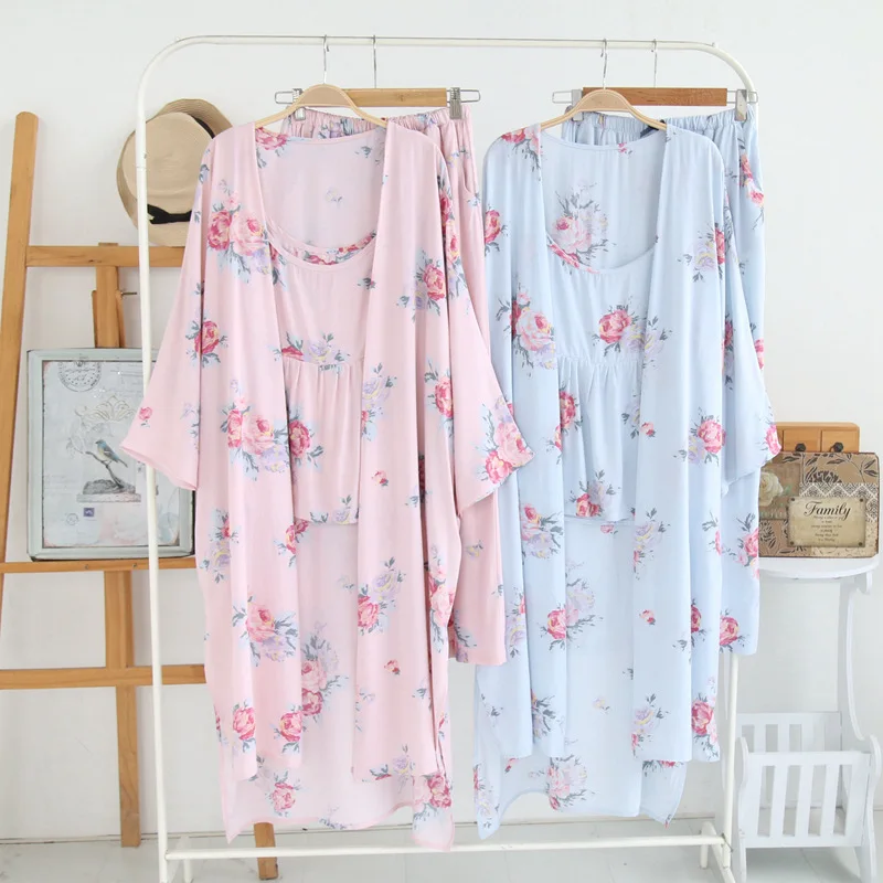 women spring summer rayon sleepwear sets (3)