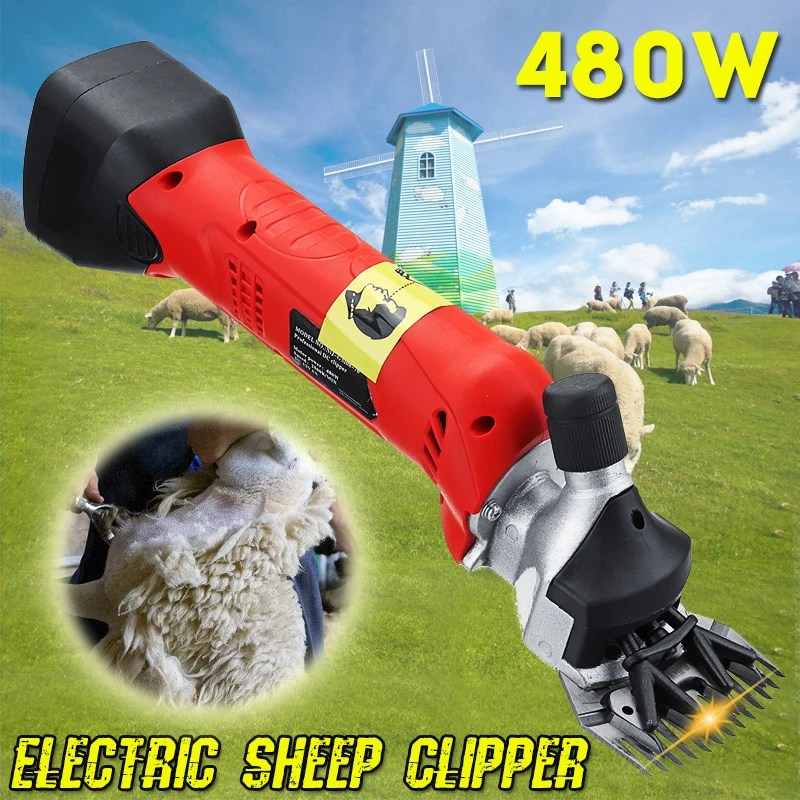 

480W Cordless Electric Sheep Shearing Clipper Scissors Shears Cutter Goat Wool Clipper Machine 4 teeth+13 teeth blade 110V-220V