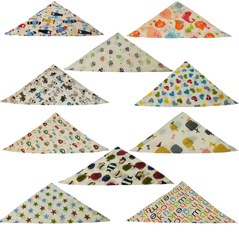 3PCS New Cute Baby Bibs Cartoon Printing Cotton Newborn Infant Girls And Boys Toddler Triangle Scarf Bandana dropshipping | Детская