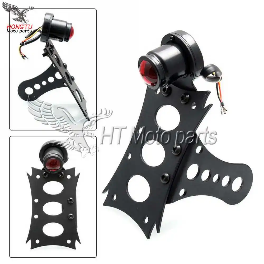 License Plate Bracket Side Mount Number Plate Holder Round Tail Light