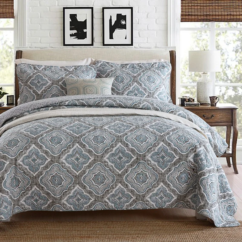

CHAUSUB 100% Cotton Bedspread Quilt Set 3pcs Coverlet Simple Quilts Quilted Bed Cover Sheets Pillowcase King Queen Size Blanket