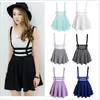 2017 Women Suspender Skirts Girl Ruffles Skater Pleated Short Braces Skirt Back Zipper Hollow Out Skirt ► Photo 1/6