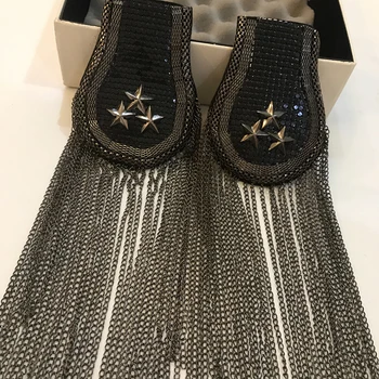 

Handmade pentagram epaulette jewelery tassel shoulder brooch epaulet /epaulettes/escapulario blazer accessories/pin