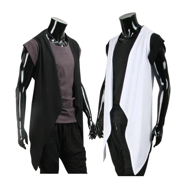 

Hairdresser Metrosexual Casual T-shirt Irregular Vest Long Shawl Cotton Cardigan Thin Coat Hip Hop T Shirt Men Brand