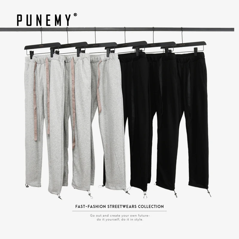 

Men Sweatpants Joggers Trousers Ribbon Oversize Cotton Hip Hop Streetwear Harajuku Kanye West Pants for Man's Sweatpants Joggers