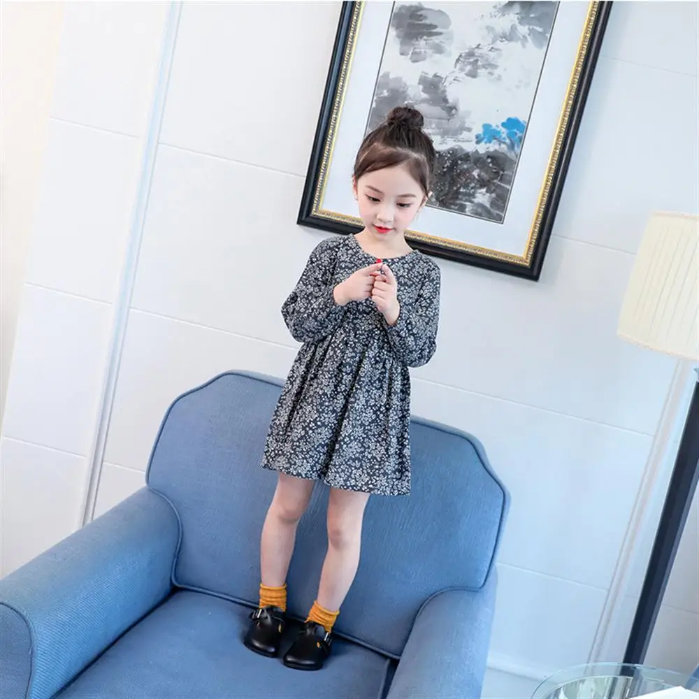 2018 New Girls Autumn Cotton Floral Lady Long Sleeve Button A - Line Children's Dress | Детская одежда и обувь