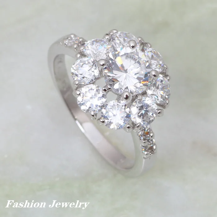 

Christmas gift Womens Engagement rings Silver CZ Rings size 5.75 6.5 6 7 R087