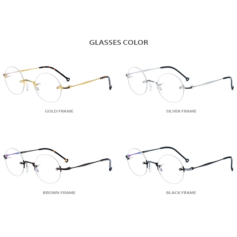 Оправа для очков из чистого титана, женские маленькие винтажные круглые очки для близорукости, оправа для очков без оправы для мужчин, очки для очков 9141