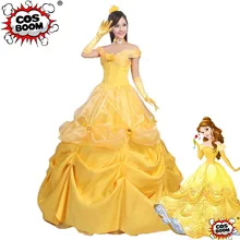 COSBOOM Красавица и Чудовище Белль принцесса костюм вечерние платья с органзы оверлоу взрослых Белль Хэллоуин Косплей Костюм