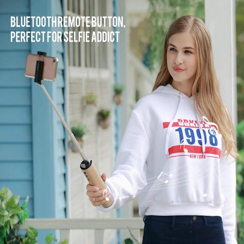 

HIPERDEL Bluetooth Speaker Wireless Portable 4in1 selfie stick Speakers Outdoor Extendable Handheld Selfie Stick Phone StandC401