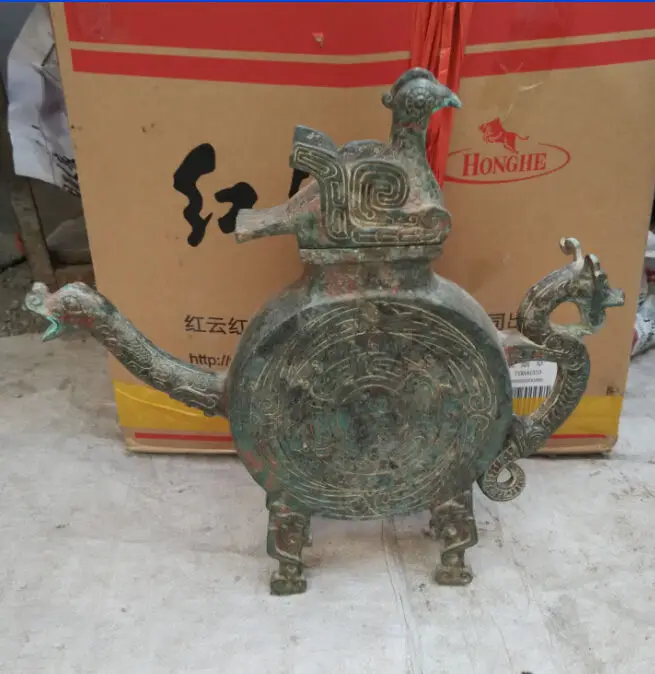 

45 cm * / / Collection of old copper bird teapot in ancient China