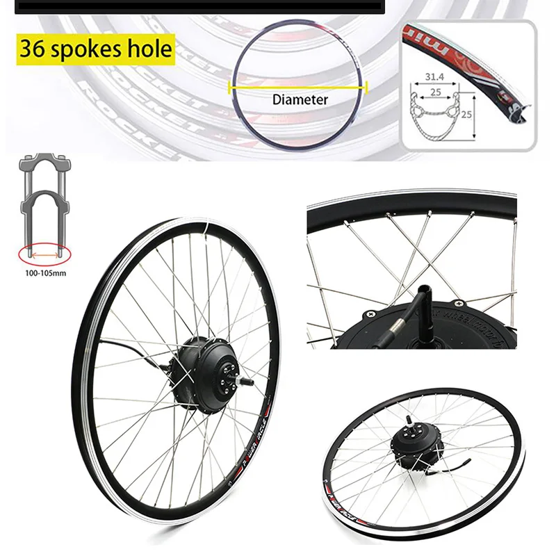 Excellent 36V350W 48V500W Kit Electric Bike Kit 20" 24" 26" 27.5" 700C(28") Motor Electric Bicycle Motor Bike Conversion Kit Free Shipping 2