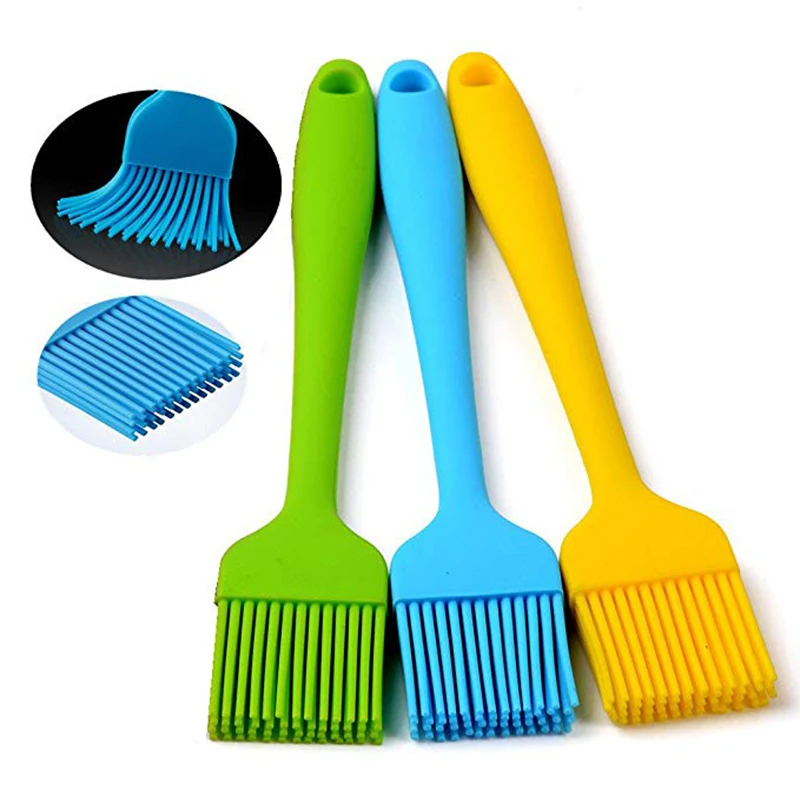 

21cm Silicone Grill Oil Brushes Cleaning Basting Oil Brush Heat Resisting Barbecue Cooking Brushes For Kitchen Skewers BBQ Tools