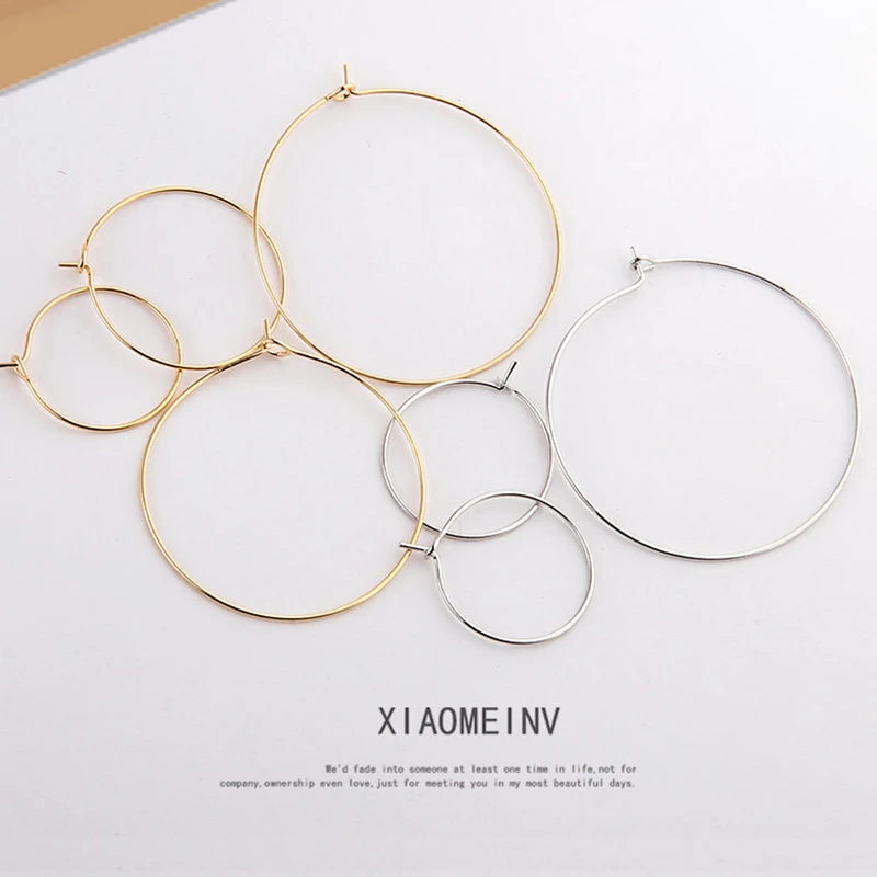 

6 pcs 20/25/35/40mm gold/silver round earrings fashion big round hoop circle earrings material diy handmade jewelry accessories