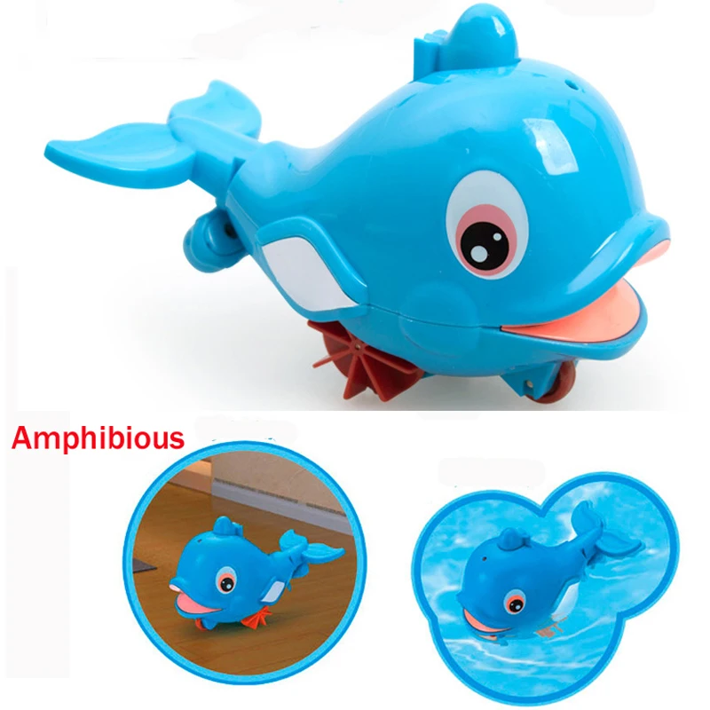 Kids Bathtub Bath Toy Water Spray Dolphin Model Figure Pull Rope Toy Funny Waterwheel Squirt Car Children Birthday Gift