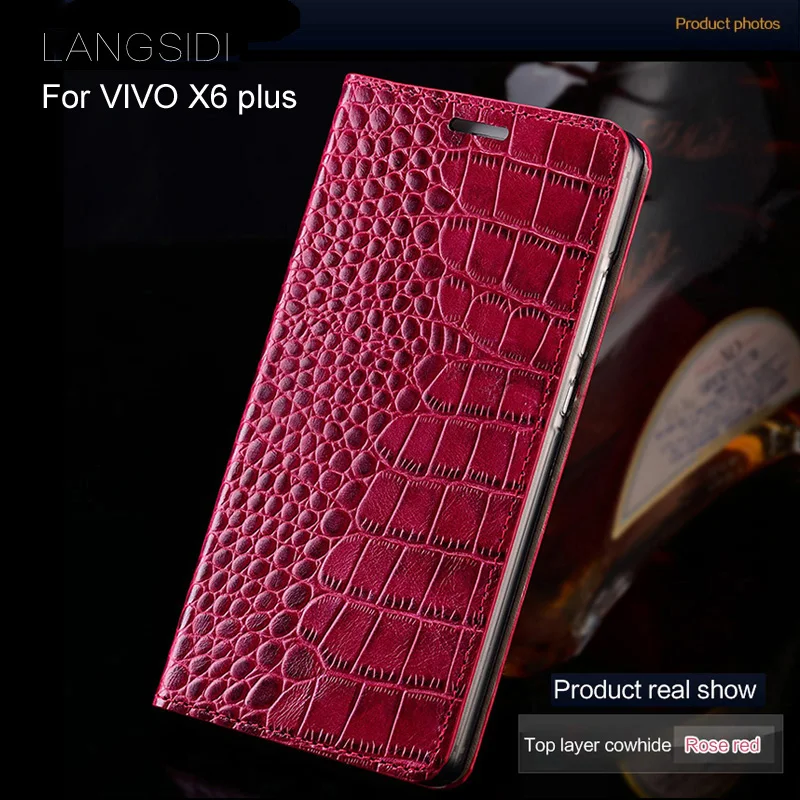 

Luxury brand phone case genuine leather crocodile Flat texture phone case For VIVO X6 plus handmade phone case
