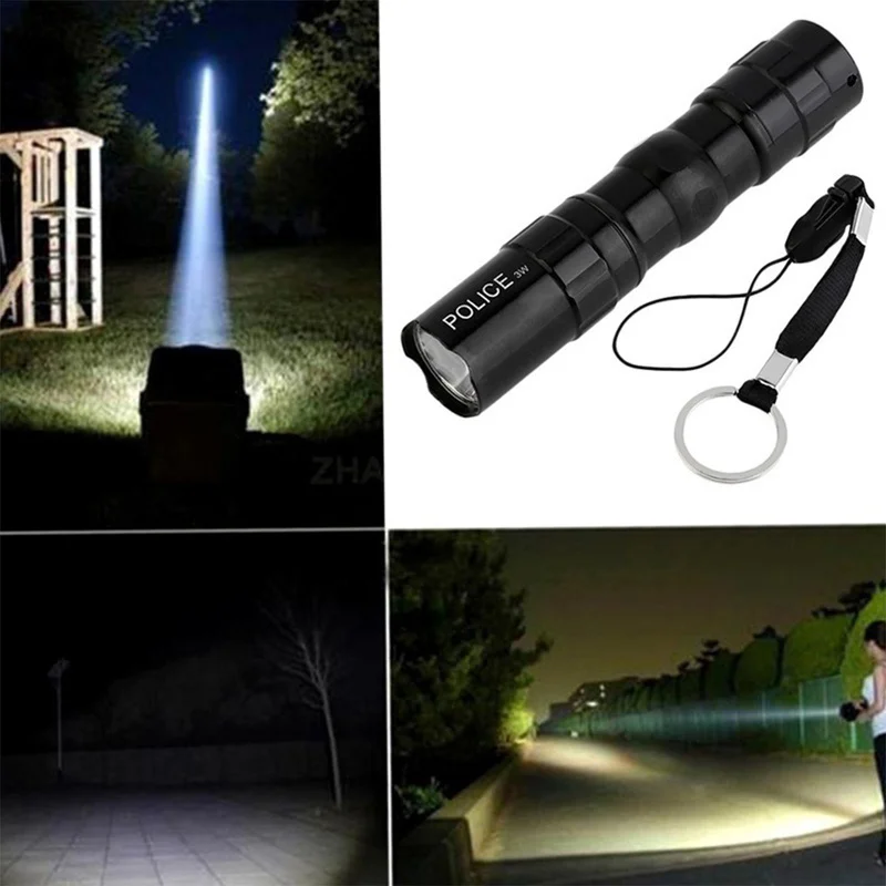 

LED Flashlight Light Lamp 3W 1000LM IPX6 Torch Bike Lights LED Bulbs Lighting Clamp Electric Torch + Hand Strap 100-200M