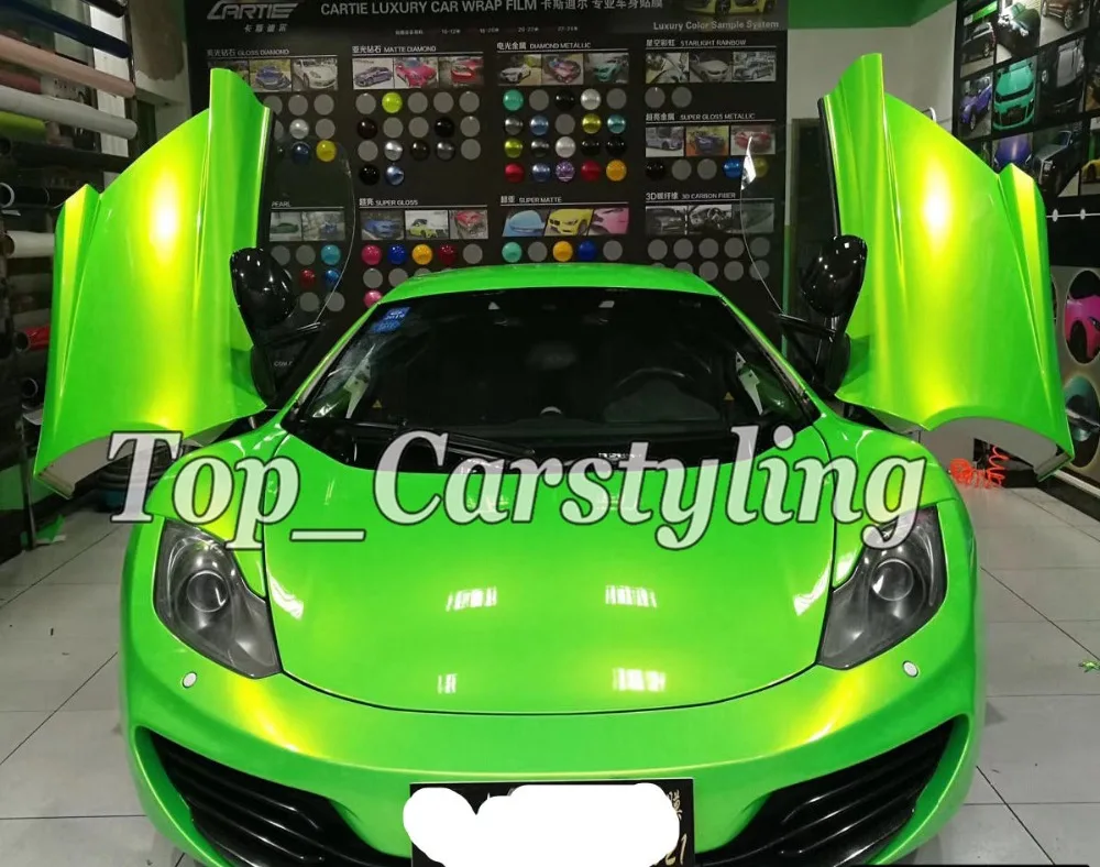 

Green - gold Gloss Magic color flow Vinyl Car wrap styling shift covering With Air bubble Free PROTWRAPS 1.52x20m 5x67ft
