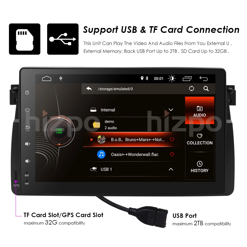 Sale 2G+16G Android 9.0 Car Radio multimedia Player GPS Navigation Bluetooth WiFi 1din Autoradio Stereo Audio For BMW M3 E46 DAB+TPMS 3