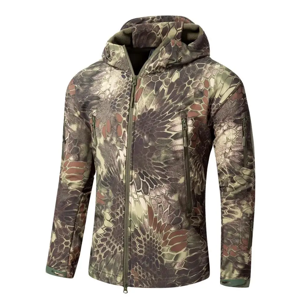 Уличная Водонепроницаемая флисовая куртка охотничья ветровка лыжная куртка походная дождевик Кемпинг Рыбалка тактическая одежда для мужчин и женщин - Цвет: Green snake