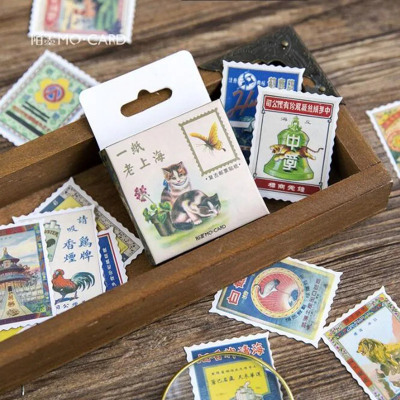 

Cute Stickers Decorative Diaries Albums Mobile Phones Shaped Sealing Stickers Creative Old Shanghai Patterns Scrapbook Stickers