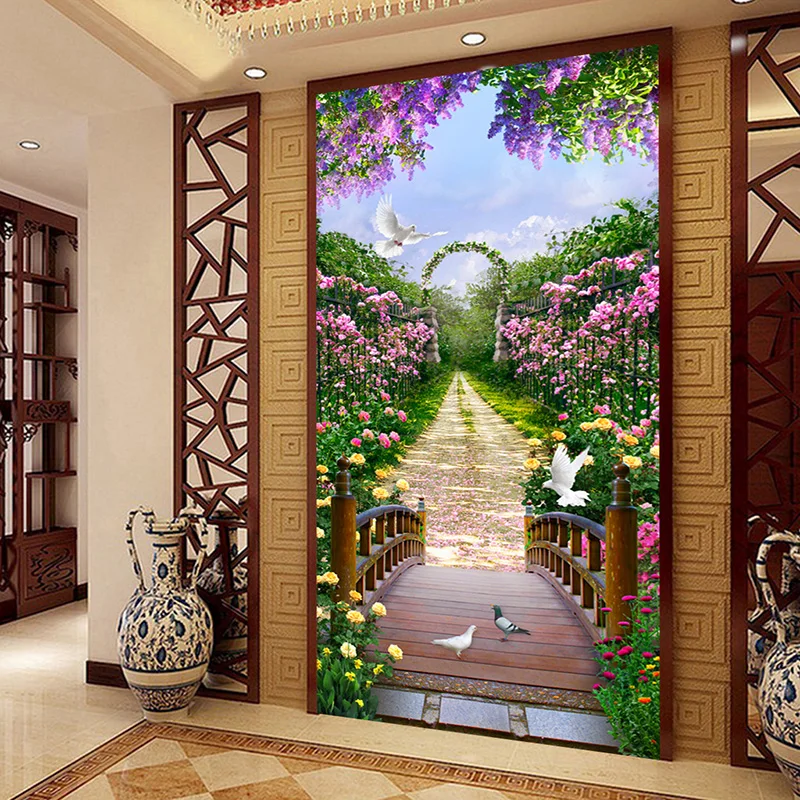 jardim estrada murais 3d revestimentos de parede nao tecido 01