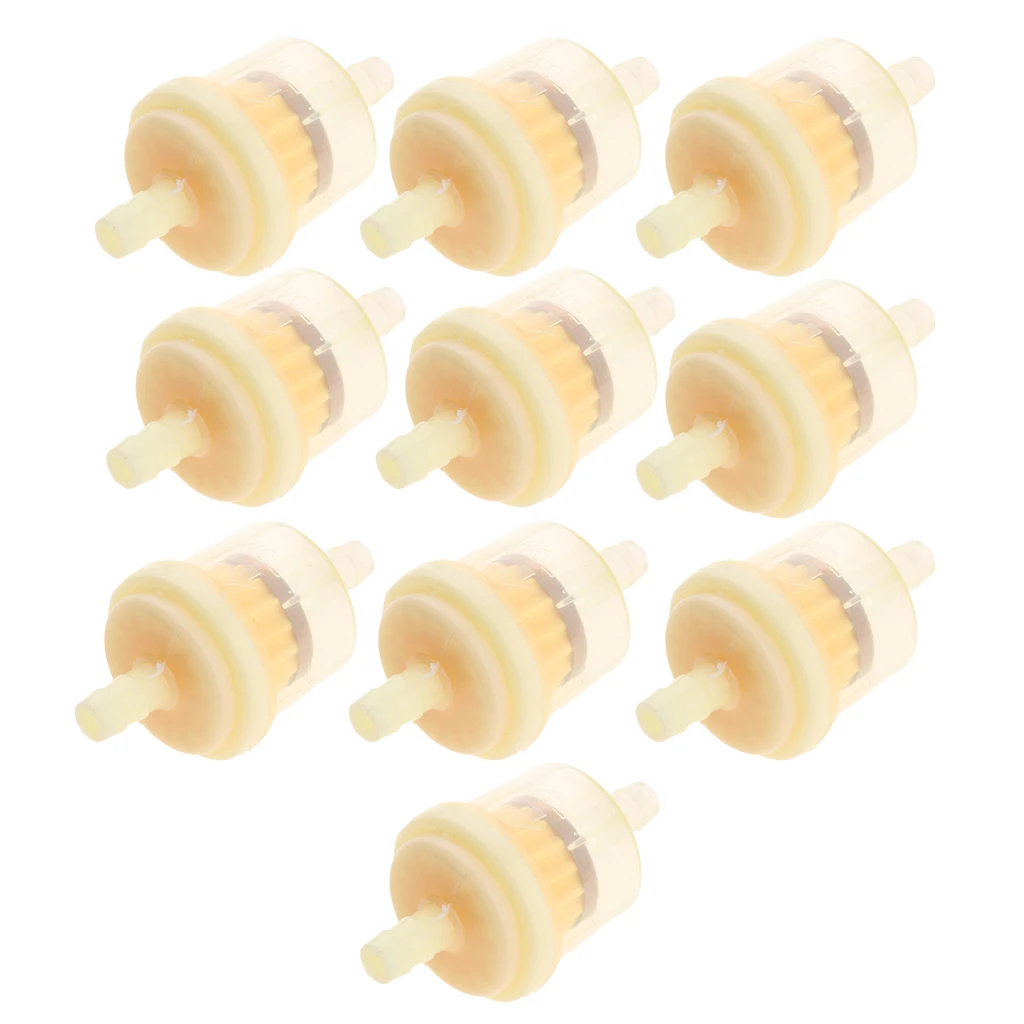 10 x High-quality Universal Plastic Motorcycle Fuel Filter Gas Strainer for 5/16 6mm 8mm Line Fuel Pipes  Yellow