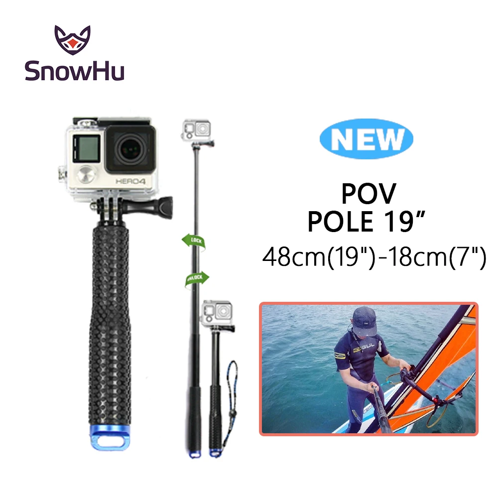 SnowHu for GoPro 6 5 Aluminum Extendable Pole font b Selfie b font font b Stick