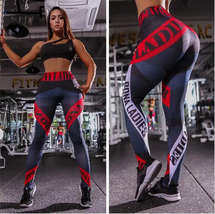 2019 writing printing leggings put hip elastic high waist legging breathable slim pants