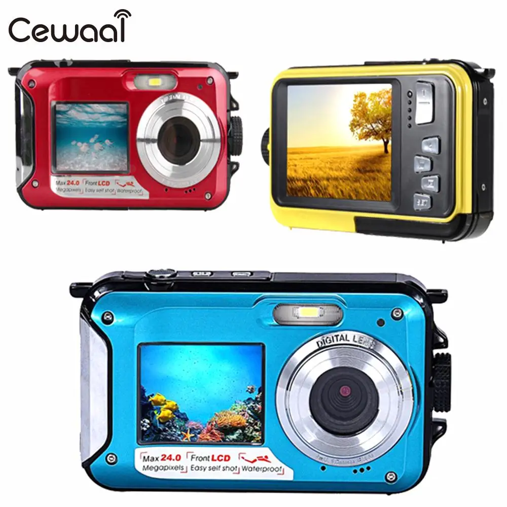 Cewaal 2.7'' LCD Double Screen Camcorder 24MP 16X Zoom Digital Camera Photography 24MP 16x Zoom HD Digital Camera Waterproof