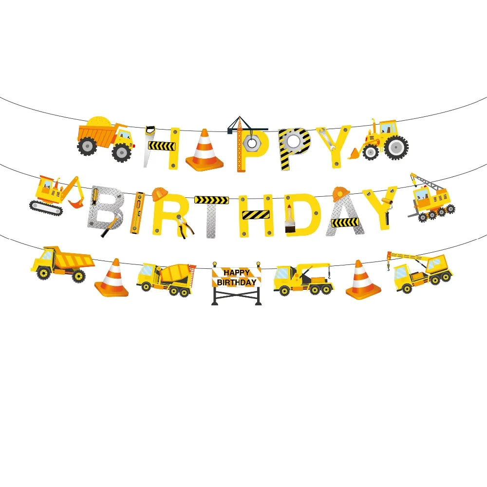 Cartoon Car Excavator Party Banners Construction Theme Happy Birthday Party Decoration Kid's Birthday Party Favor Supplies Cartoon Car Excavator Party Banners Construction Theme Happy Birthday Party Decoration Kid's Birthday Party Favor Supplies