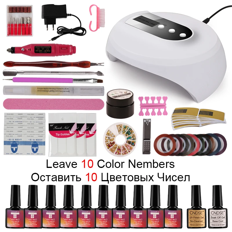 

CNDSE Manicure Set nail art set UV LED LAMP Dryer 10 Color Gel Nail Polish Set kit Nail Tools Gel Varnish lacquer manicure tools