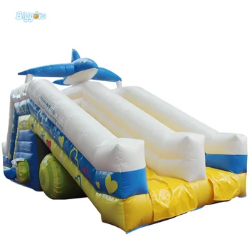 Price Blue Shark Blue Inflatable Water Slide With Blower For Children Play