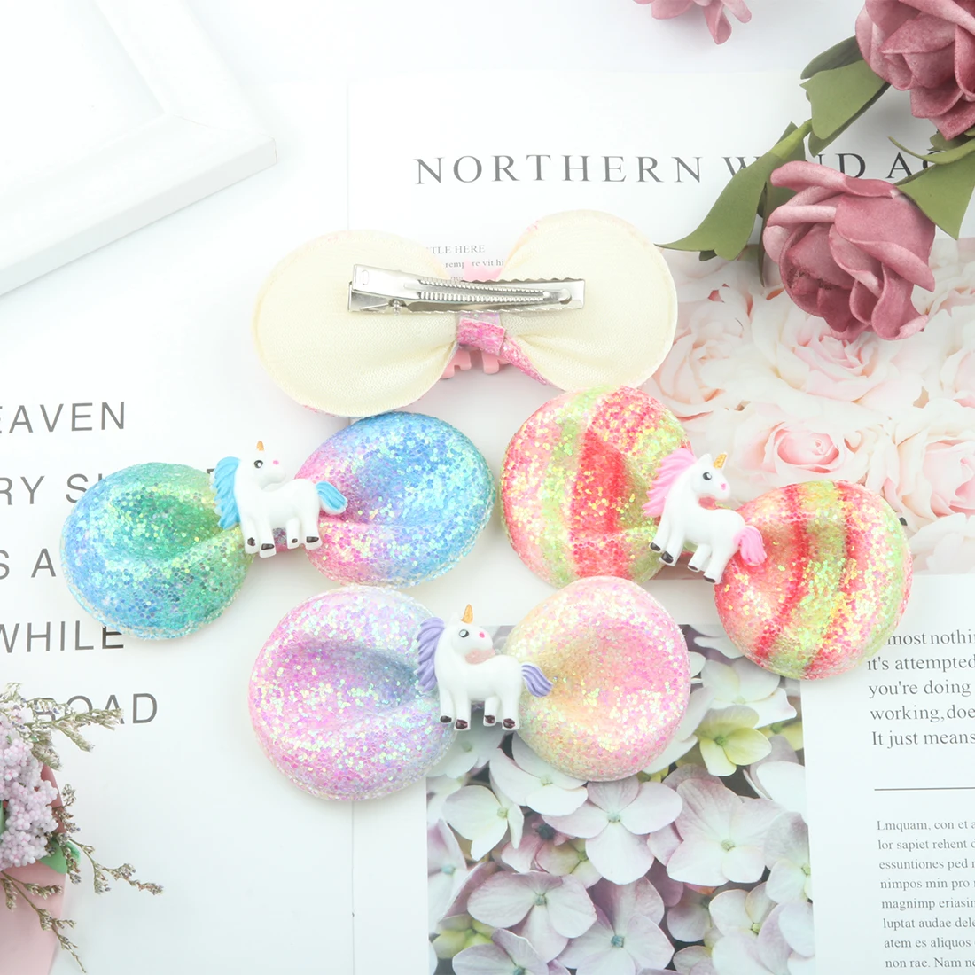 1pc Glitter Unicorn Hair Bows Hairgrip Hairpin For Girls Kids Handmade 3inch Rainbow Bling Bows Clips Hair Accessories Girl S Hair Accessories Aliexpress