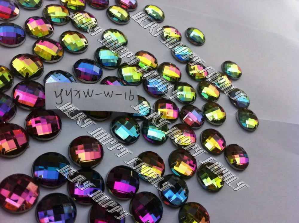 

^_^round Net Surface 16mm Acrylic 150pcs Sew on Crystals Multi Rainbow Color Rhinestones yyxw-w-16 For Sewing Stones Accessories