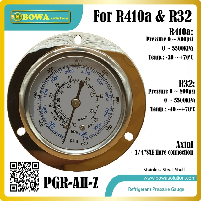 High Pressure HFC Refrigerant Pressure Gauge For R410a And R32 Gas 