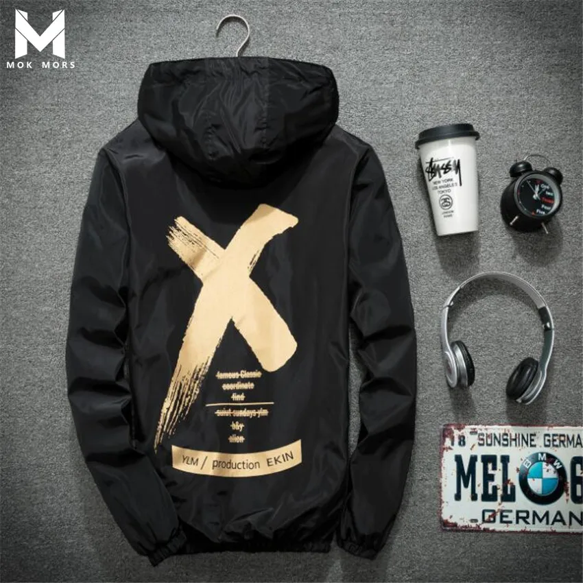 

Best Selling Fashion Men's New Casual Wild Self-cultivation Personality Print Hooded Thin Section Men Baseball Jacket