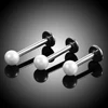 Hot Sale 1PC Steel With 3mm Pearl Coated Ball Labret Stud Ring Lip Bar Piercing Ear Cartilage Tragus Piercing Fashion Jewelry ► Photo 3/6